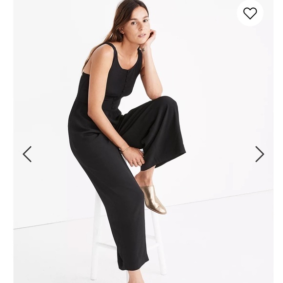 🆕 Madewell Smocked Button-Front Crop Jumpsuit size 00 - Picture 1 of 13